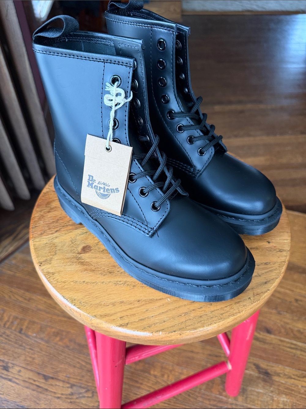 Dr. Martens Black Mono Smooth Leather Lace-Up Boots